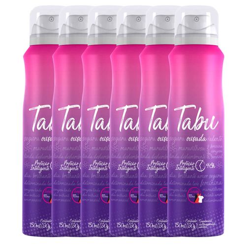 Kit Desodorante Aerosol Antitranspirante Tabu Ousada 150Ml com 6 Unidades
