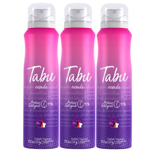 Kit Desodorante Aerosol Antitranspirante Tabu Ousada 150Ml com 3 Unidades