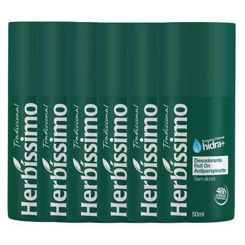 Kit Desodorante Roll-On Herbíssimo Tradicional 50Ml com 6 unidades