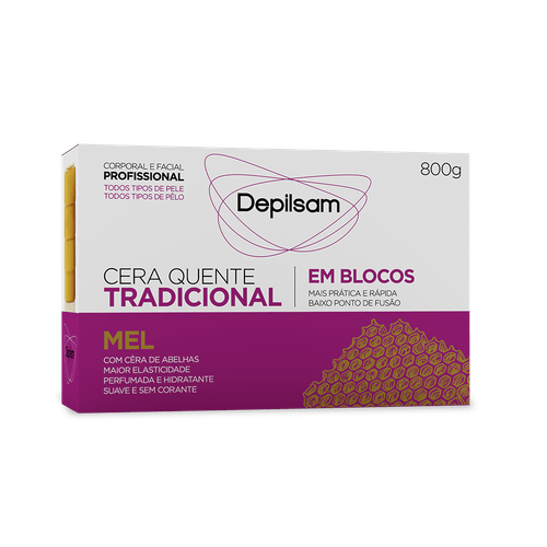 Cera Quente Depilsam Tradicional Mel Em Blocos 800G