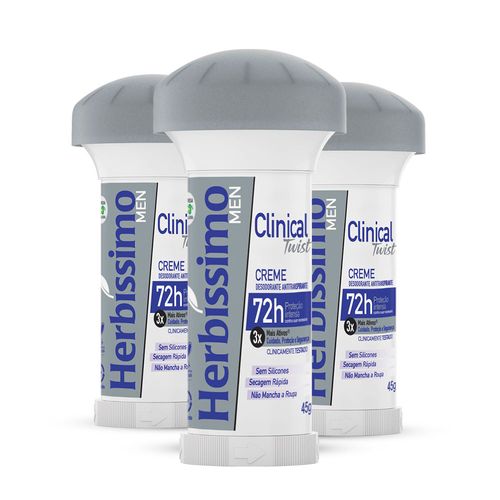 Kit Desodorante Twist Antitranspirante Herbíssimo Clinical Men 45G c/3 unidades