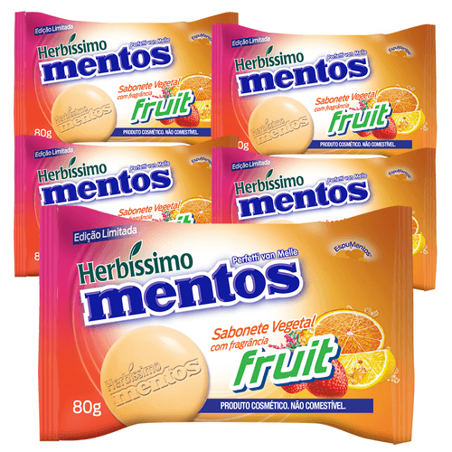 Kit Sabonete Vegetal Herbíssimo Mentos Fruit -  c/5 unidades