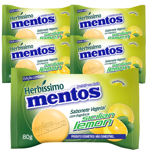 Kit Sabonete Vegetal Herbissimo Mentos Lemon Sicilian - c/5 unidades