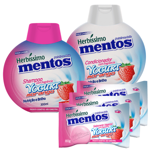 Kit Herbissimo Mentos Yogurt Morango -  c/5 unidades