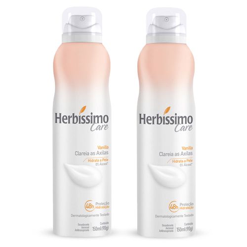 Kit Desodorante Aerossol Antitranspirante Herbíssimo Care Vanilla c/2 unidades