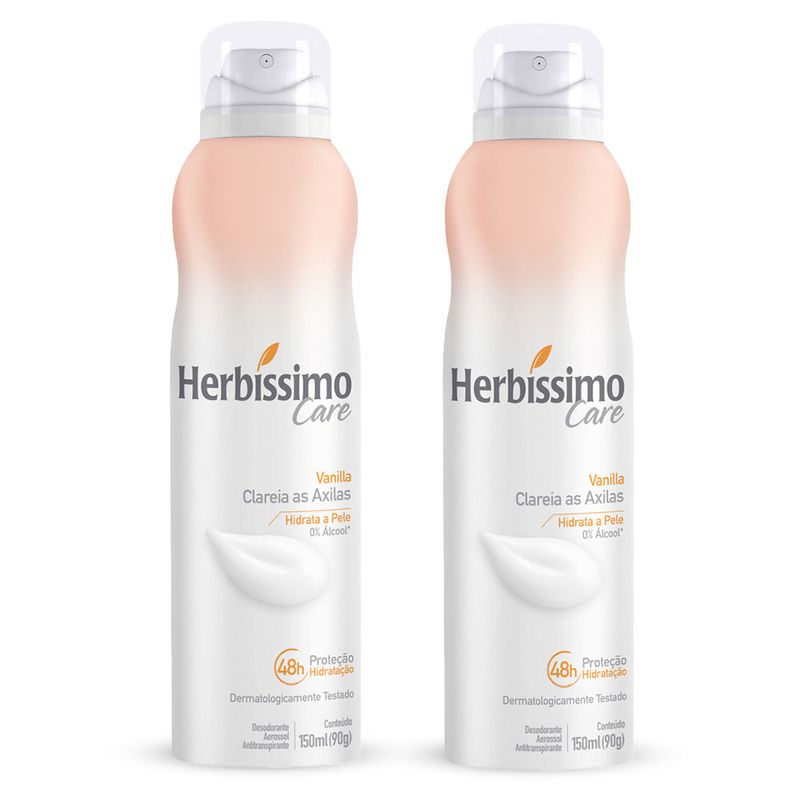 Kit Desodorante Aerossol Antitranspirante Herbissimo Care Vanilla