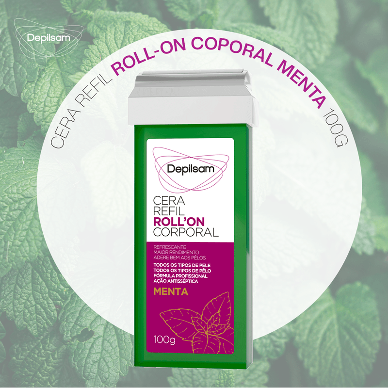 Kit-Cera-Refil-Roll-On-Corporal-Depilsam-Menta-100G