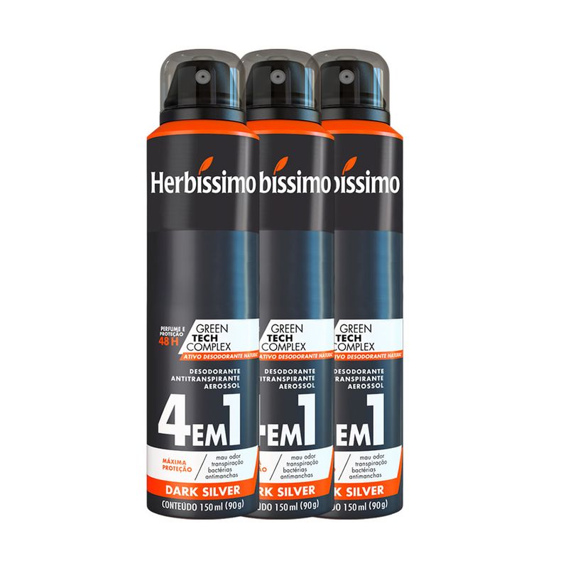 Kit-Desodorante-Aerosol-Antitranspirante-Herbissimo-Dark-Silver-150ml-com-3-unidades1