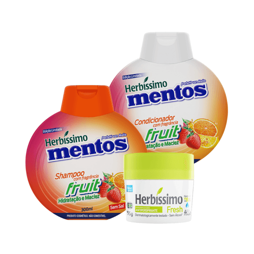 Kit Herbissimo Mentos Shampoo e Condicionador Fruit + Desodorante Herbíssimo Fresh 55G