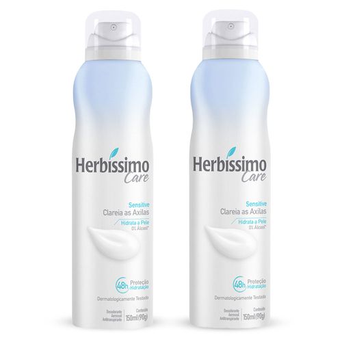 Kit Desodorante Aerossol Antitranspirante Herbíssimo Care Sensitive c/2 unidades