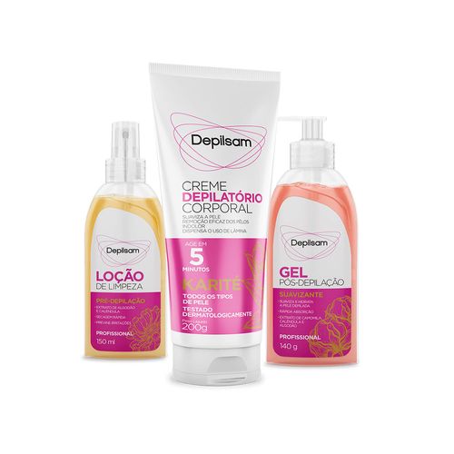 Kit Depilatório Corporal Completo Depilsam Karité com 3 unidades