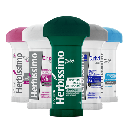 Kit Desodorante Twist variados Herbíssimo 45G c/5 unidades