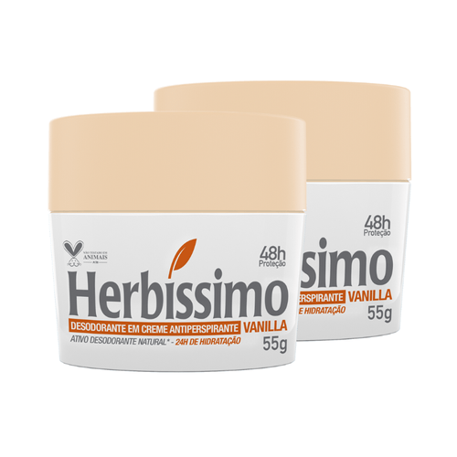 Kit Desodorante Creme Antitranspirante Vanilla Herbíssimo 55G - 2 unidades