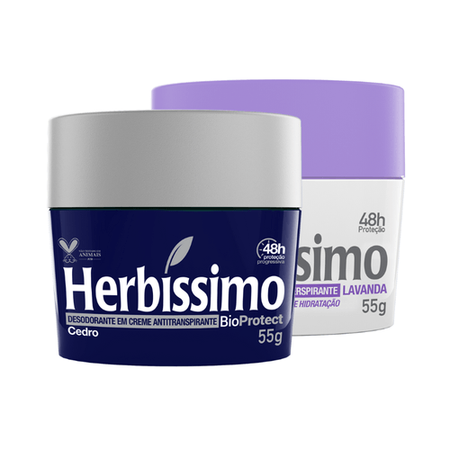 Kit Desodorante Creme Antitranspirante Lavanda e Cedro Herbíssimo 55G - 2 unidades