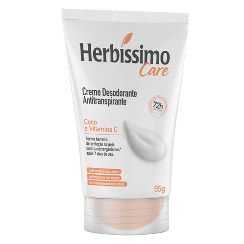 Creme Desodorante Antitranspirante Herbíssimo Care  Coco e Vitamina C Bisnaga 55g