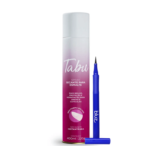 Kit Secante para Esmalte Tabu 400Ml + Caneta Delineadora Bluz Midnight 1,2ml Preta