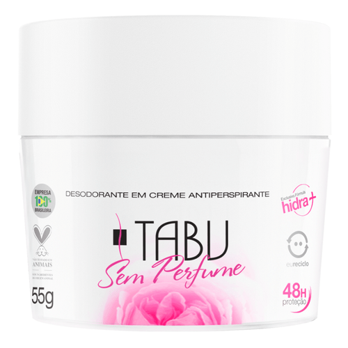 Desodorante Creme Antitranspirante Tabu Sem Perfume 55G