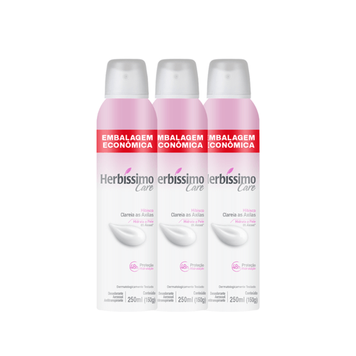Kit Desodorante Aerossol Antitranspirante Herbíssimo Care Hibisco 250ML - 3 unidades