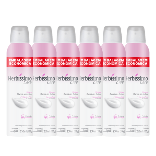 Kit Desodorante Aerossol Antitranspirante Herbíssimo Care Hibisco 250ML - 6 unidades