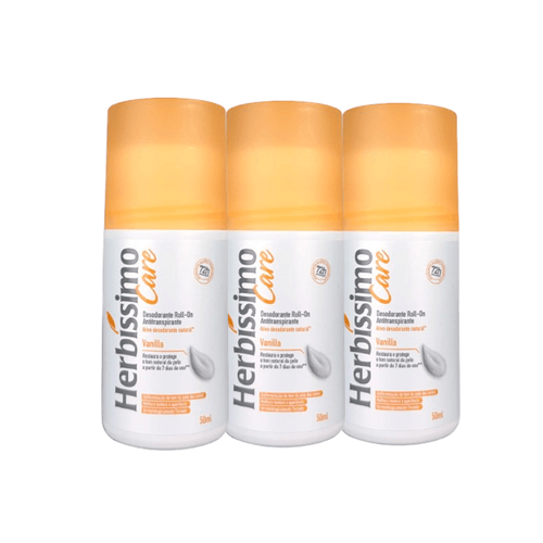 Kit Desodorante Antitranspirante Roll-On Herbíssimo Vanilla 50Ml - 3 unidades