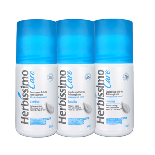 Kit Desodorante Antitranspirante Roll-On Herbíssimo Sensitive 50Ml - 3 unidades
