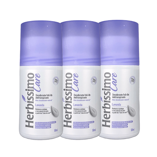 Kit Desodorante Antitranspirante Roll-On Herbíssimo Lavanda 50Ml - 3 unidades